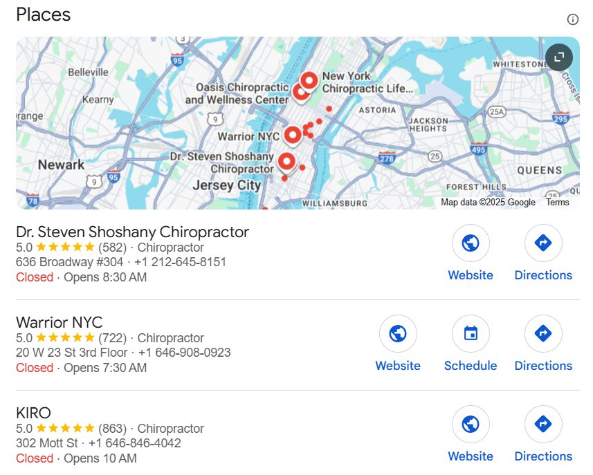 Chiropractor Near Me in New York - SEO Optimization be Copify