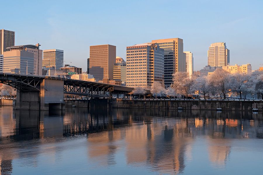 Portland City Views With River