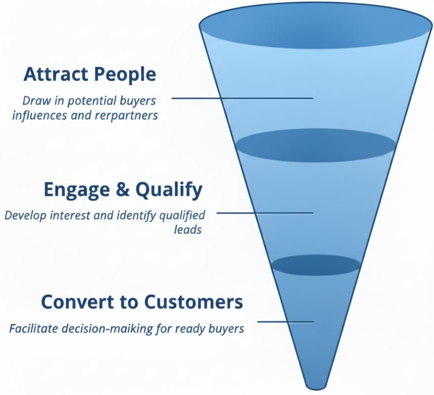 Funnel Attract Engage Convert B2B Marketing